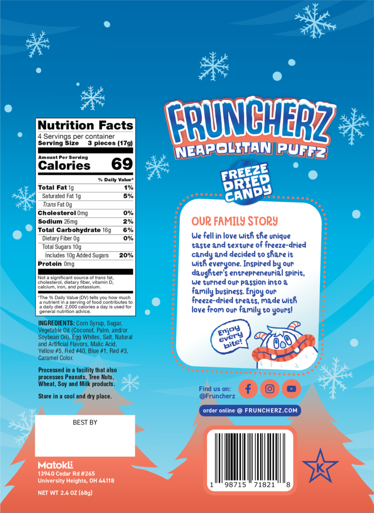 FRUNCHERZ NEAPOLITAN PUFFZ- FREEZE DRIED CANDY (b)